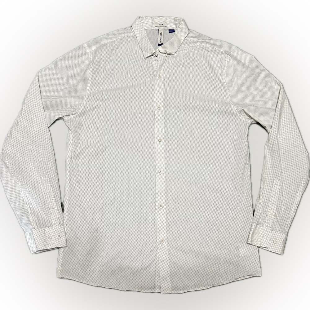 White Patterned Atrefact Tall Button Up Men’s Shirt